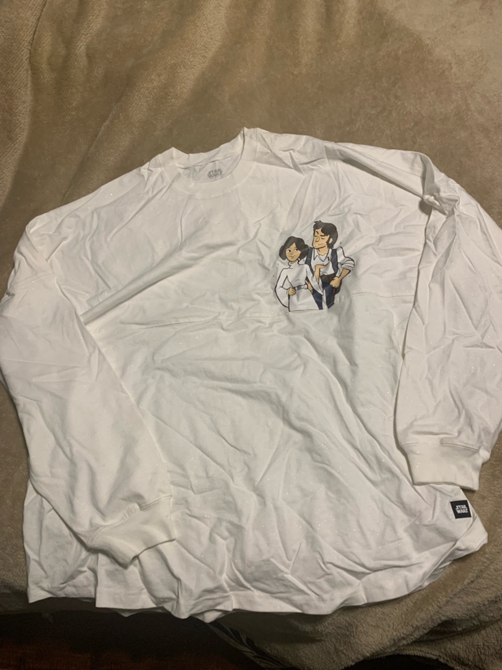 Star Wars Cream Long Sleeve Tee with Subtle Sparkle